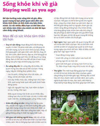 Staying well multiligual fact sheet - Vietnamese