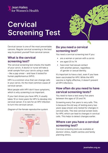 Cervical Screening Test Fact Sheet Thumb