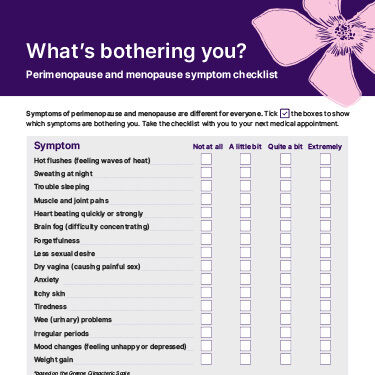 Perimenopause and menopause symptom checklist