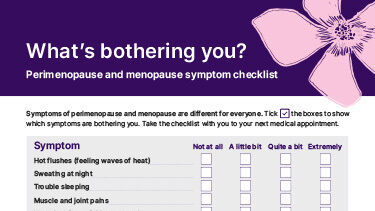 Perimenopause and menopause symptom checklist