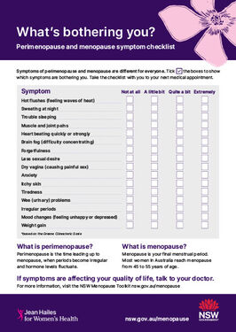 Perimenopause and menopause symptom checklist