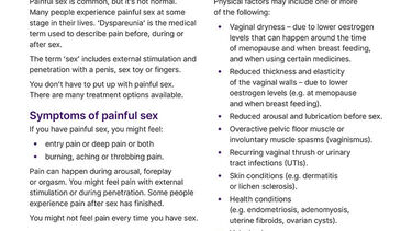 Painful sex fact sheet cover