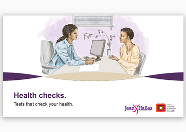 Cover: Health checks presentation, doctor with patient