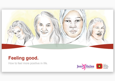 Cover: Feeling good. 4 women showing various emotions