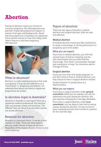 First page of Abortion fact sheet
