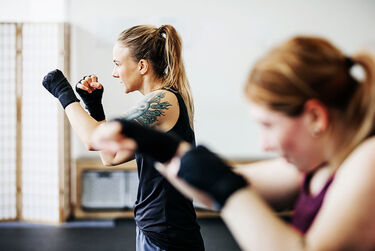 Young women boxing fit exercise
