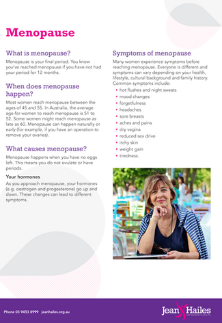 First page of menopause fact sheet