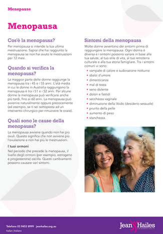 Menopause fact sheet Italian - thumb