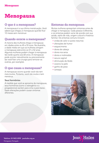 Menopause fact sheet in Portuguese - thumb