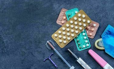 Different contraception choices in a pile