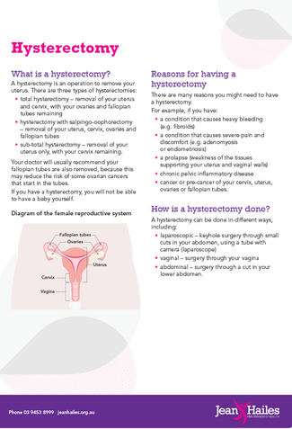 Hysterectomy fact sheet thumb