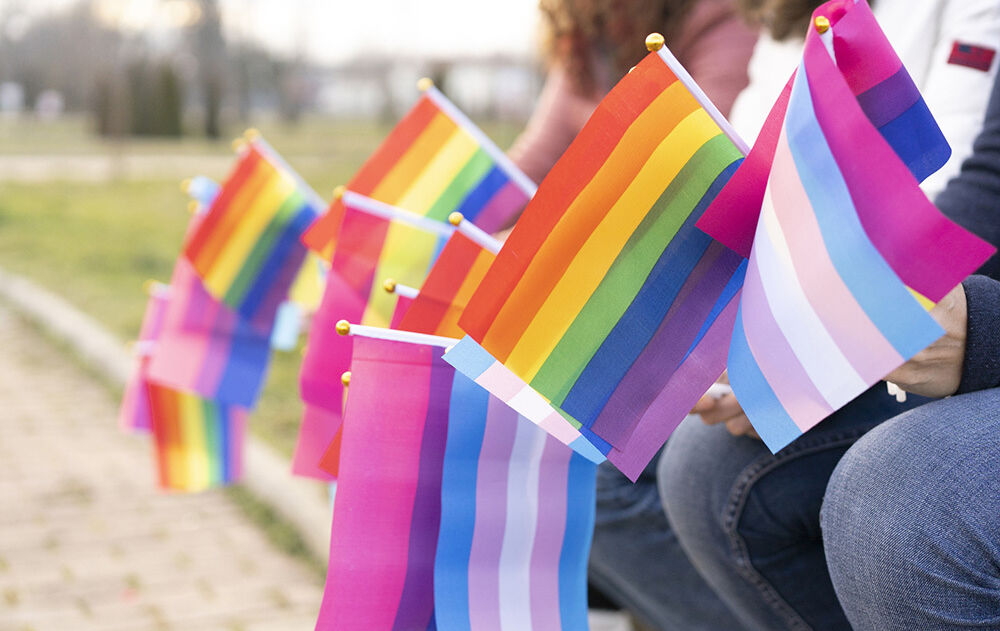 LGBTQ flags pride parade