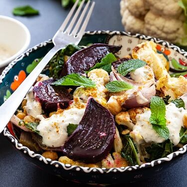 Roast chickpea & vegetable salad