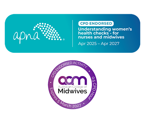 understanding women's health checks nurses course CPD endorsement logos