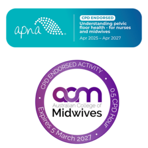 APNA and ACM endorsed logos for pelvic floor health course
